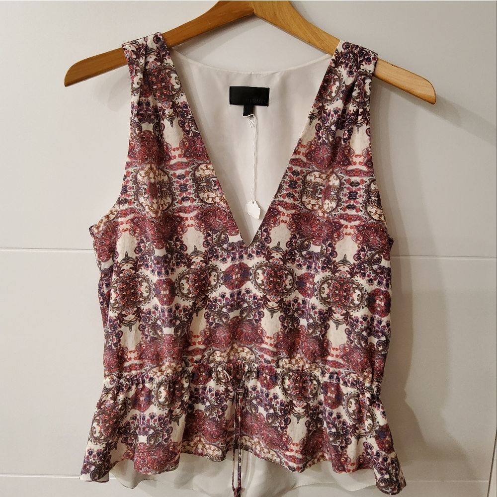 INTERMIX Floral Print Sleeveless Blouse Top Size M